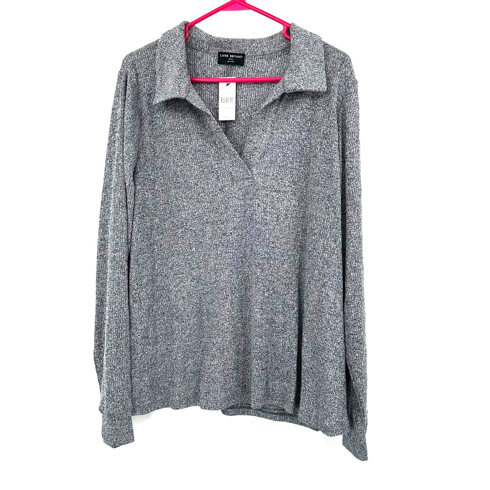 Lane Bryant size 22 24 New with tags long sleeve‎ collared shirt top blouse gray